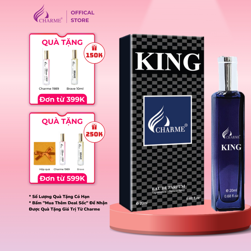 Nước hoa nam lưu hương lâu, Charme King, dòng nước hoa chính hãng, hương gỗ hương đầy lôi cuốn, 20ml