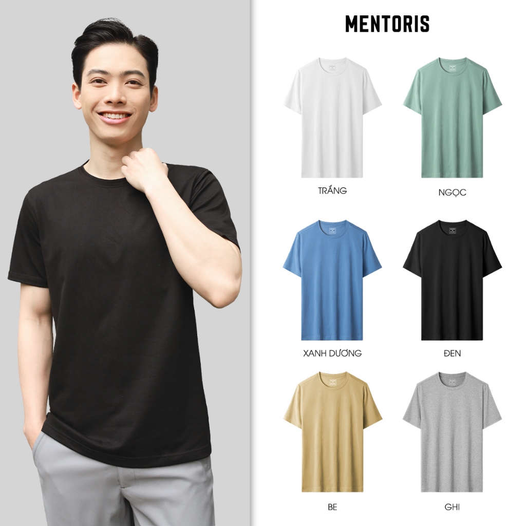 Áo thun cotton nam Mentoris mẫu phông trơn co giãn 4 chiều,chất liệu mềm mịn, form Regularfit,trẻ trung năng động MTS01