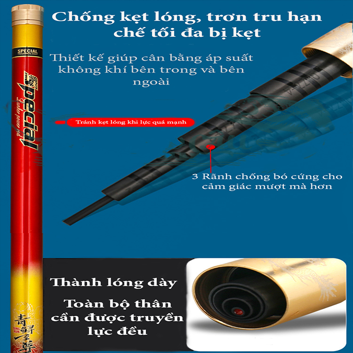 KhaLy Cần Câu Cá Tầm Xanh CHÍ TÔN THẾ HỆ 6 Độ Cứng 22h, Cần Câu Đơn Đài Chuyên Săn Hàng