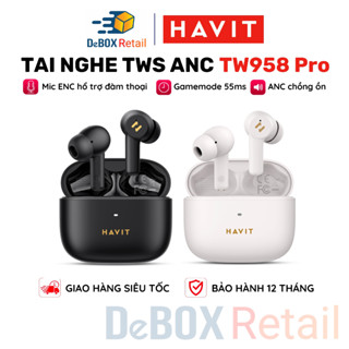 Tai Nghe TWS HAVIT TW958 Pro, BT 5.3, 2 Mic ENC + ANC, Kháng Nước IPX 5, Độ Trễ 55ms, Nghe Đến 32 Giờ - Hàng Chính Hãng