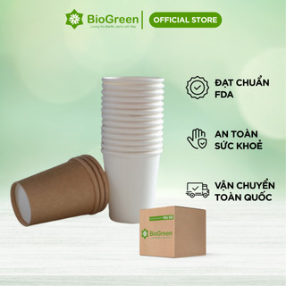  Giá sỉ thùng 1000 Ly cốc giấy 230gsm cao cấp 195ml - 6.5oz màu trắng kraft,ly văn phòng chịu nhiệt 