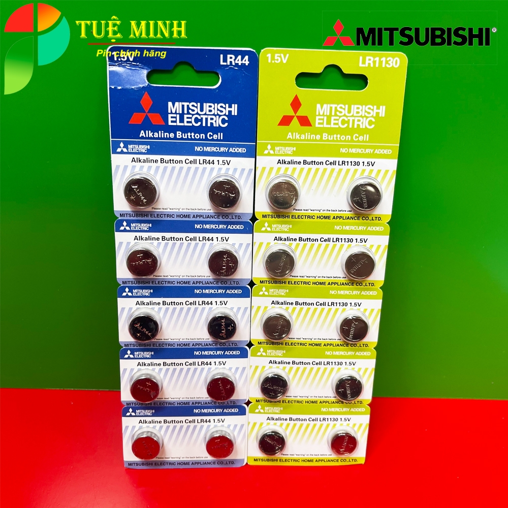 VỈ 10 VIÊN Pin LR44, AG13, LR1154, AG10, LR1130 mitsubishi, pin đồ chơi, pin đồng hồ, pin máy tính Casio