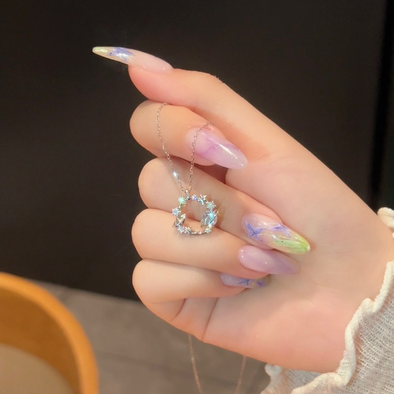 Dây chuyền bạc Ý Duyson Silver đính đá mặt trăng Moonstone, vòng cổ nữ ngân hà Galaxy