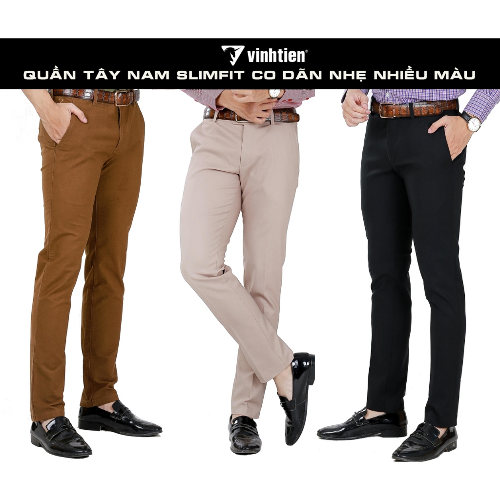 Quần Tây Nam Dáng Slimfit Vĩnh Tiến Màu Bò C078 19.3