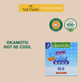 Bao Cao Su Okamoto Dot De Cool [VIDEO][CHÍNH HÃNG 100%] (3 bao), Nhật Bản,Đột phá thiết kế gai lạnh, Gel bạc hà kéo dài