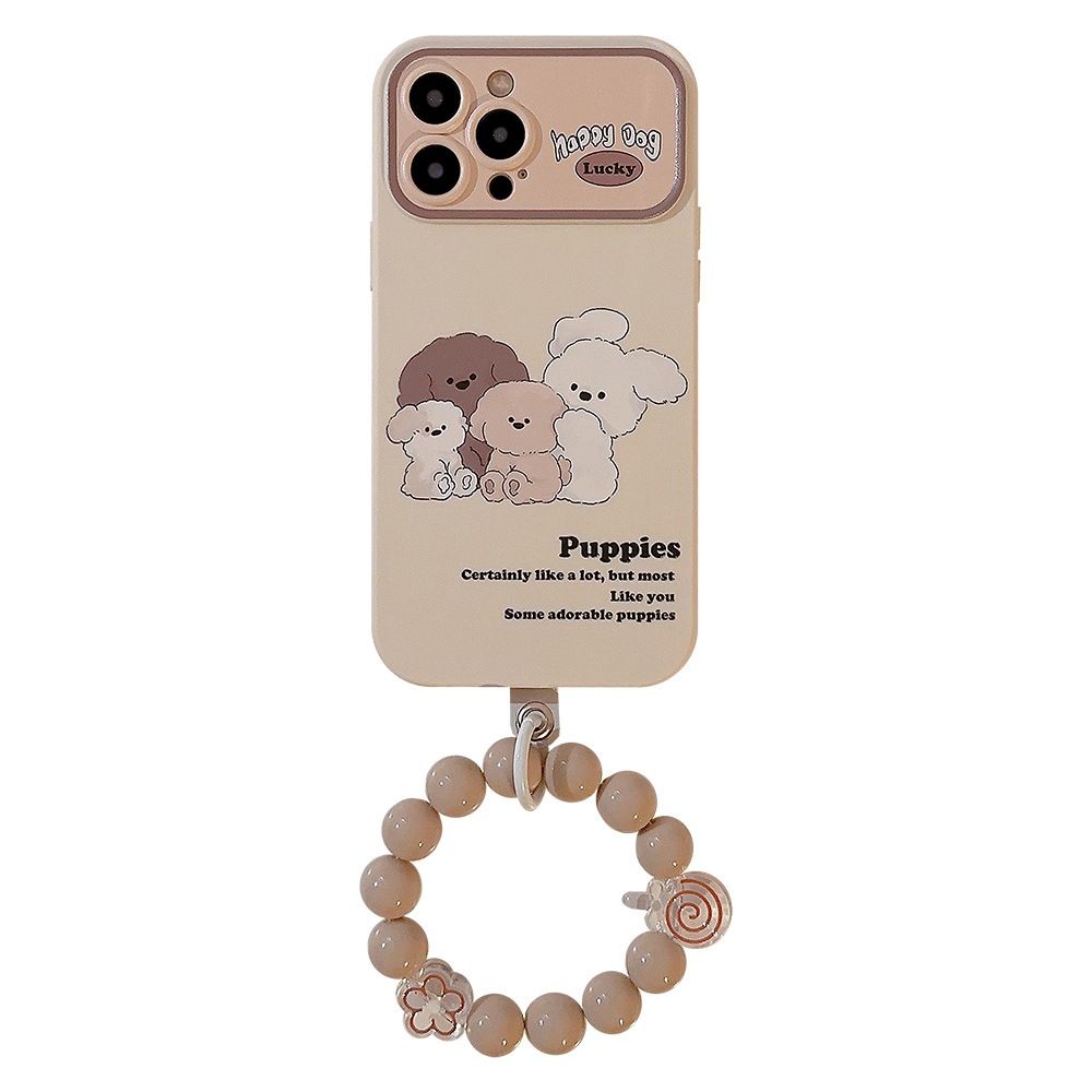 Ốp lưng Iphone Puppies màu be trà sữa Kèm dây đeo Casery dành cho Iphone 11/12/13/14/15/plus/pro/promax