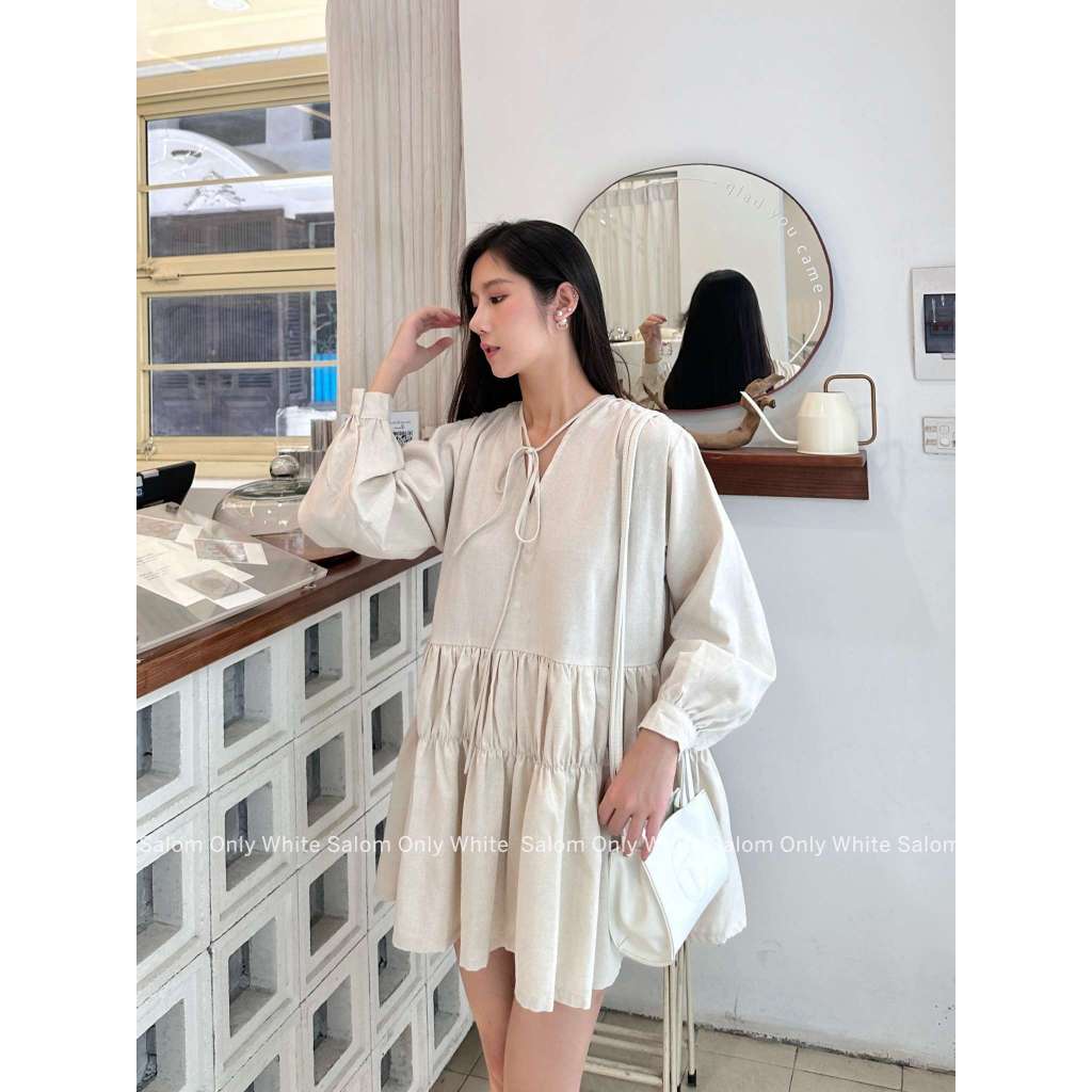 𝐋𝐨𝐫𝐢𝐞 𝐃𝐫𝐞𝐬𝐬 - Đầm Linen Babydoll Tay Dài SALOM