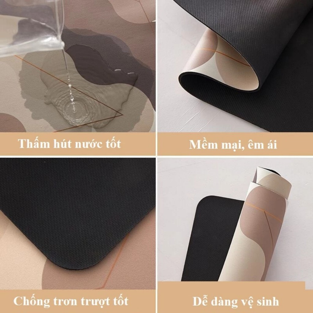 Thảm chùi chân chất liệu bùn tảo thấm hút nước, hoạ tiết NHƯ Ý CÁT TƯỜNG, phong cách Bắc Âu