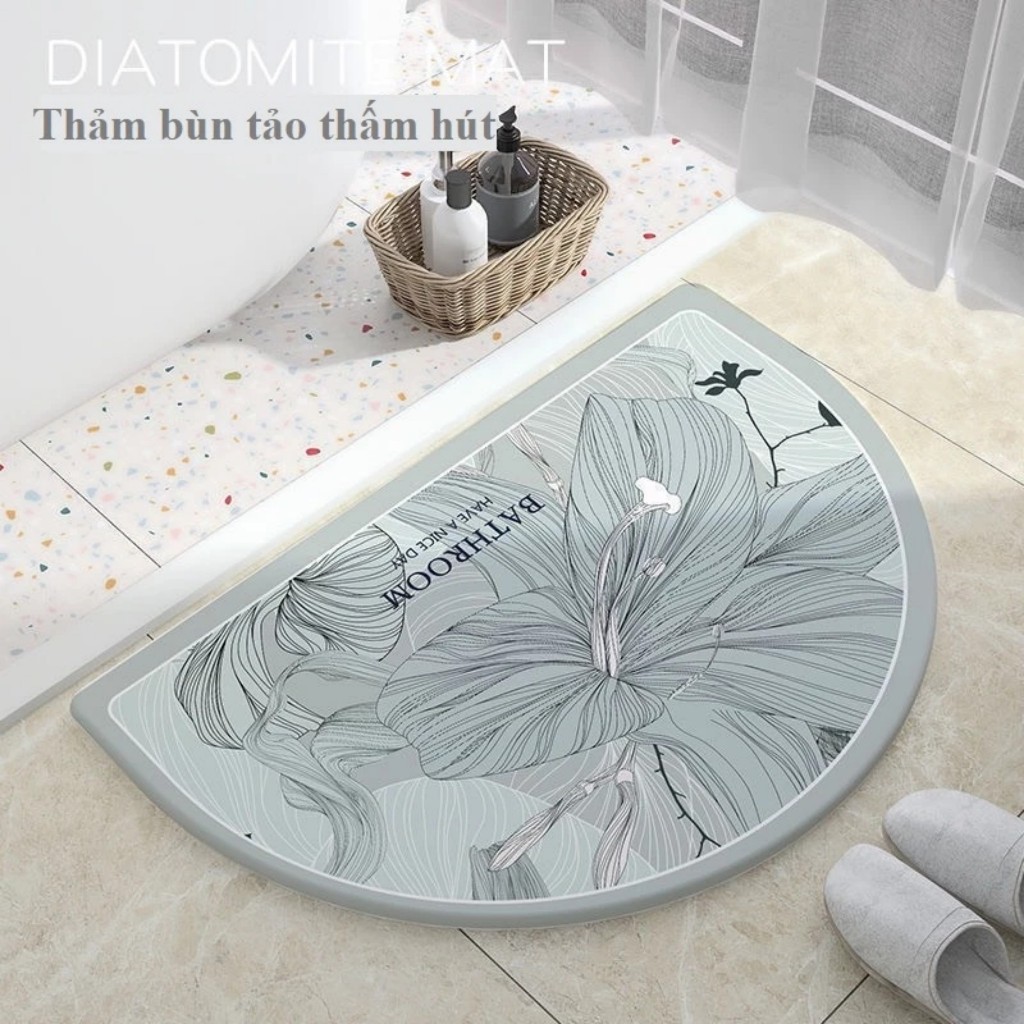 Thảm chùi chân chất liệu bùn tảo thấm hút nước, hoạ tiết NHƯ Ý CÁT TƯỜNG, phong cách Bắc Âu