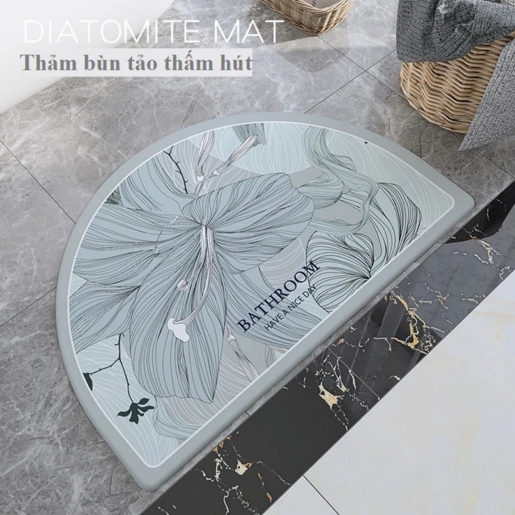 Thảm chùi chân chất liệu bùn tảo thấm hút nước, hoạ tiết NHƯ Ý CÁT TƯỜNG, phong cách Bắc Âu