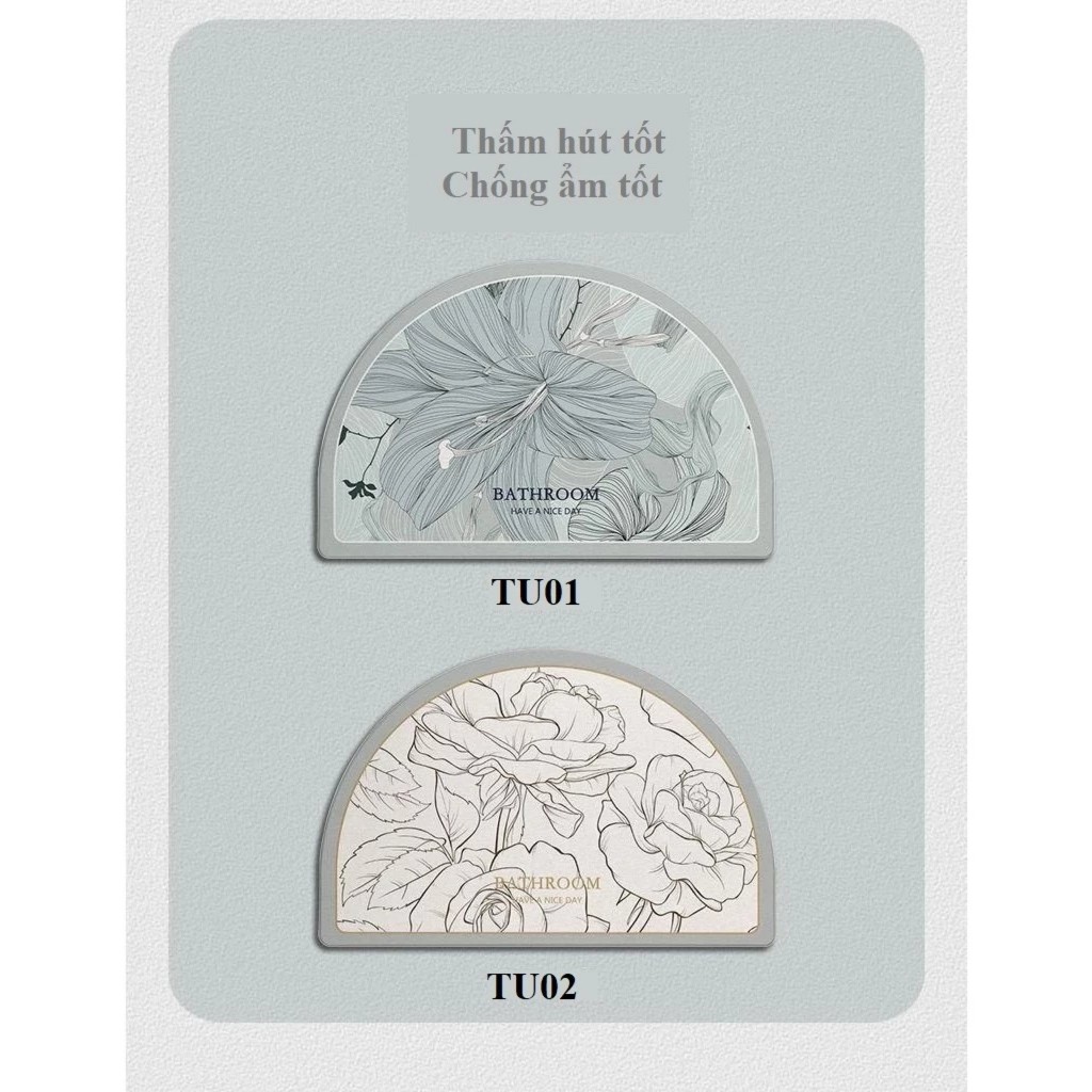 Thảm chùi chân chất liệu bùn tảo thấm hút nước, hoạ tiết NHƯ Ý CÁT TƯỜNG, phong cách Bắc Âu