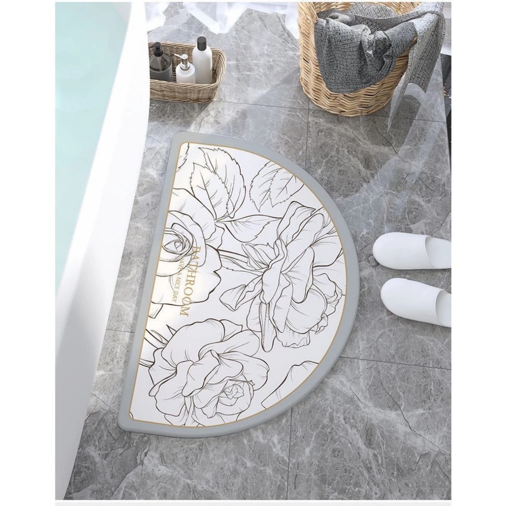 Thảm chùi chân chất liệu bùn tảo thấm hút nước, hoạ tiết NHƯ Ý CÁT TƯỜNG, phong cách Bắc Âu