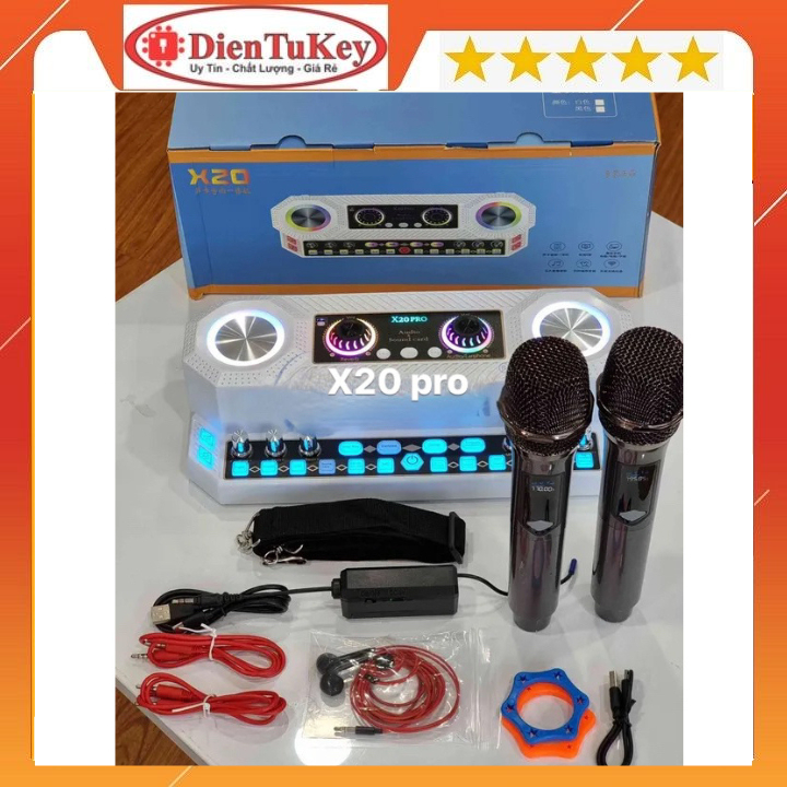 Bộ hát live thu âm X20 PRO tích hợp soundcard và micro Loa Karaoke Mini  Kèm 2 Micro