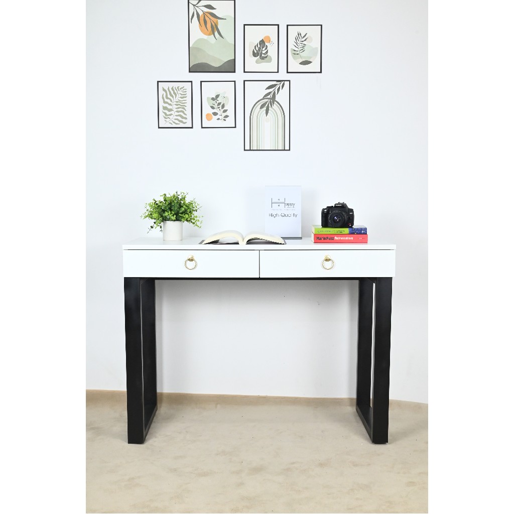 WESLEY, Bàn trang điểm chân sắt - 2 ngăn kéo, 100cm x 45cm x 75cm ( DxRxC), BAN_011