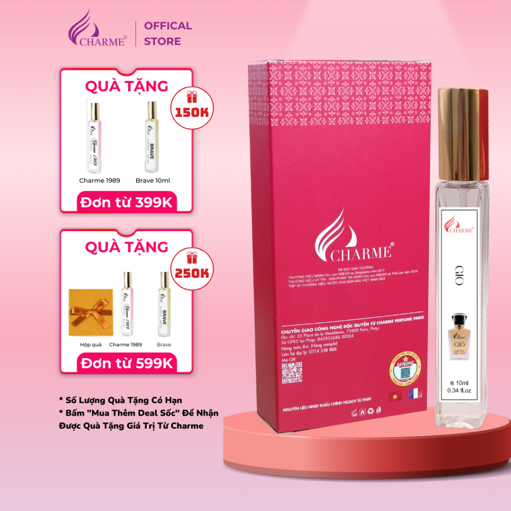 Nước hoa nam cao cấp, Charme Giò, chai Test mini, hương trái cây, ngọt ngào, ấm áp, lưu hương lâu, 10ml