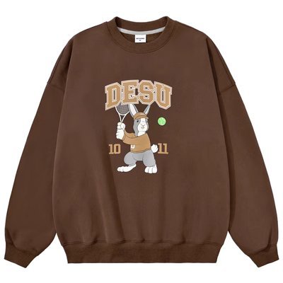 Áo sweater Dessuu nỉ bông dày in hỉnh thỏ tenis