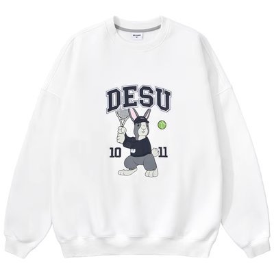 Áo sweater Dessuu nỉ bông dày in hỉnh thỏ tenis