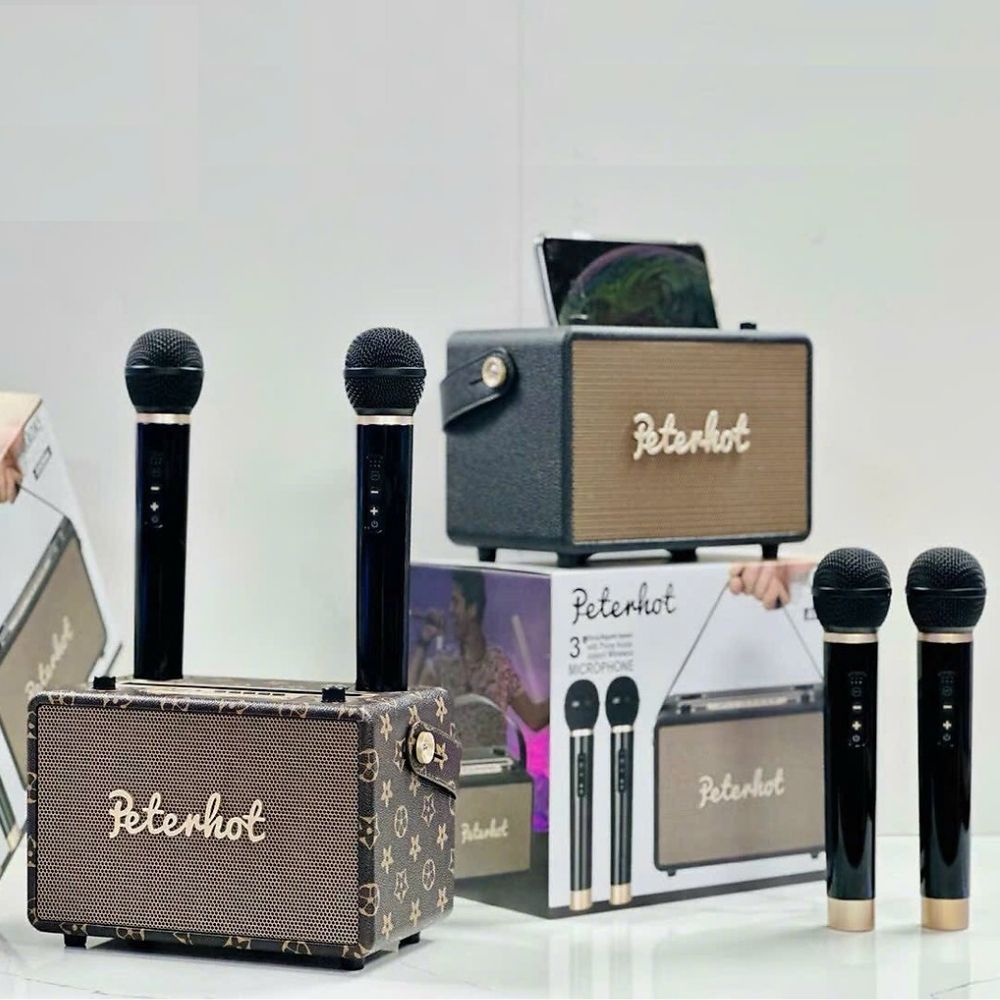 Loa Bluetooth Peterhot A108W - A106W, Loa Karaoke Không Dây Kèm 2 Mic Hát Cực Hay , Bass Cực Mạnh xách tay - BH 12 Tháng