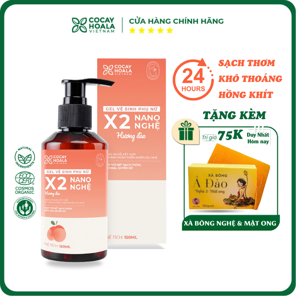 Dung Dịch Vệ Sinh Phụ Nữ Thảo Dược Hồng Mịn Se Khít Gel X2 Nano Nghệ Cocayhoala 150ml