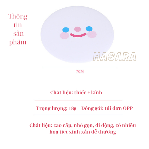 Gương trang điểm cầm tay mini hoạ tiết dễ thương Hàn Quốc G660 - Hasara