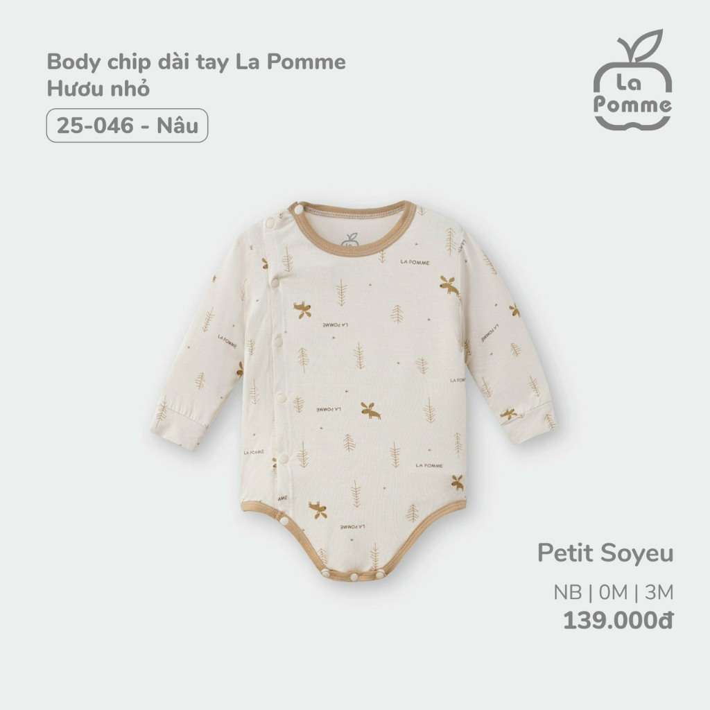 Body chip liền dài tay ngắn tay La Pomme mẫu mới mềm mịn, an toàn cho bé sơ sinh 25030 25035 25037 25004 23004 25046 240