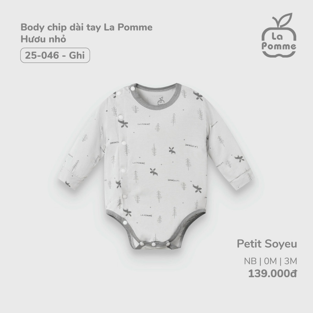 Body chip liền dài tay ngắn tay La Pomme mẫu mới mềm mịn, an toàn cho bé sơ sinh 25030 25035 25037 25004 23004 25046 240