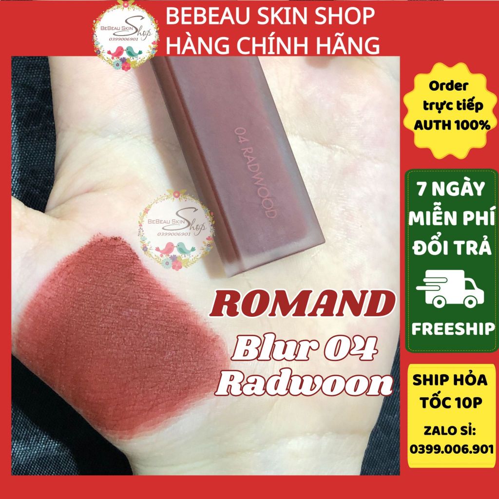 Son Romand Blur Fudge Tint 04 Radwoon Đỏ Nâu Gỗ Mịn Lì Lâu Trôi - Bebeau