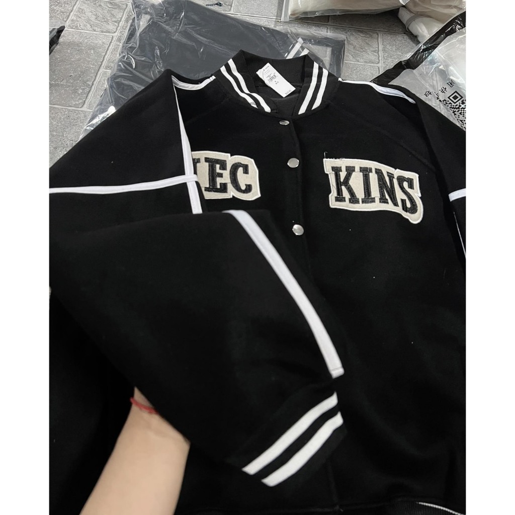Áo khoác bomber varsity , Áo khoác Nam Nữ chữ DIEC chất nỉ lót lông dáng basic Siêu HOT