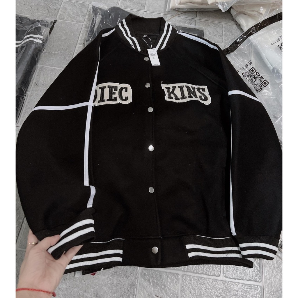 Áo khoác bomber varsity , Áo khoác Nam Nữ chữ DIEC chất nỉ lót lông dáng basic Siêu HOT