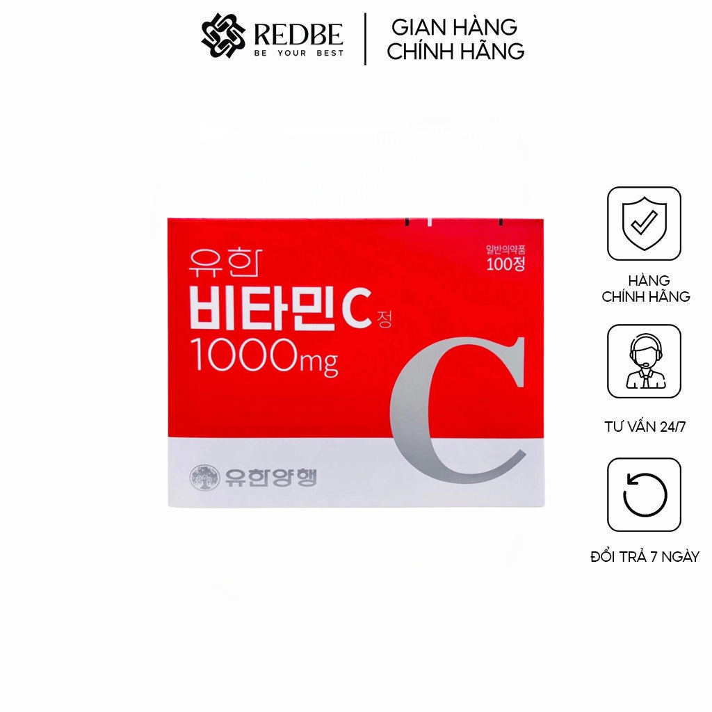 Viên Uống Vitamin C Yuhan 1000mg Hàn Quốc, Giúp Giảm Thâm, Mờ Nám, Cung Cấp Nước 100 Viên - MP852