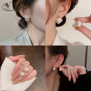 Hoa tai AMUVEO đính ngọc tròn sang trọng, quyến rũ, phong cách Hàn Quốc HT-06