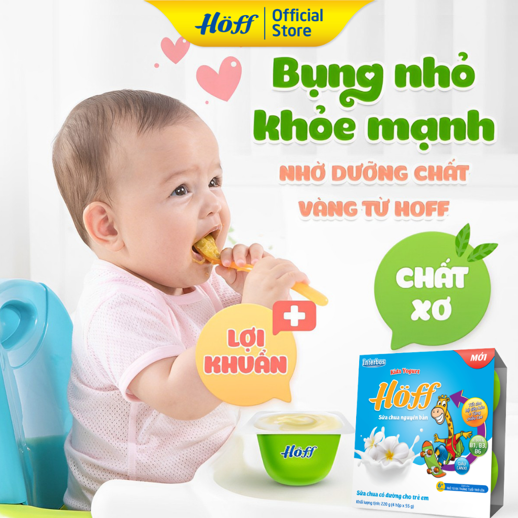 Sữa chua trẻ em vị NGUYÊN BẢN cho bé từ 6 tháng tuổi, bổ sung men lợi khuẩn, tốt cho tiêu hóa - 4 LỐC (16 hộp x 55g)