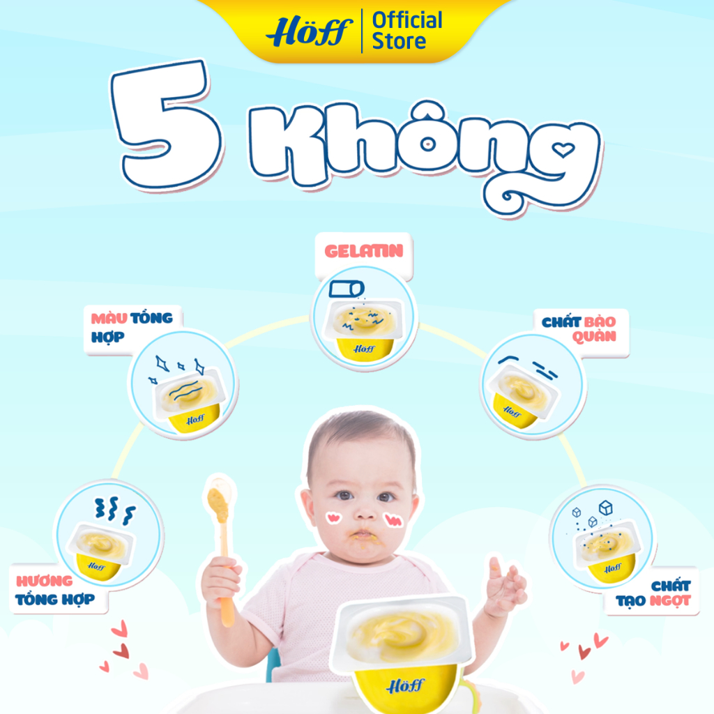 Váng Sữa vị HẠT DẺ Hoff cho bé từ 6 tháng tuổi, giàu protein và canxi, tăng cường hệ miễn dịch - 1 LỐC (4 hộp x 55g)