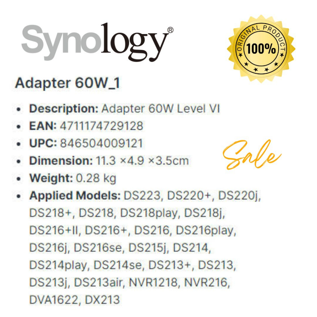 Adaptor 12V/5A/60W Xịn bóc từ Nas Synology