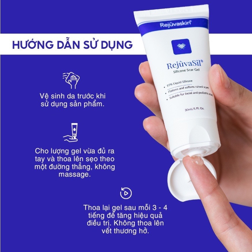 Gel Ngăn Ngừa Sẹo Và Làm Xẹp Sẹo Lồi, Sẹo lớn  Rejuvaskin Rejuvasil 10ml USA-HVS