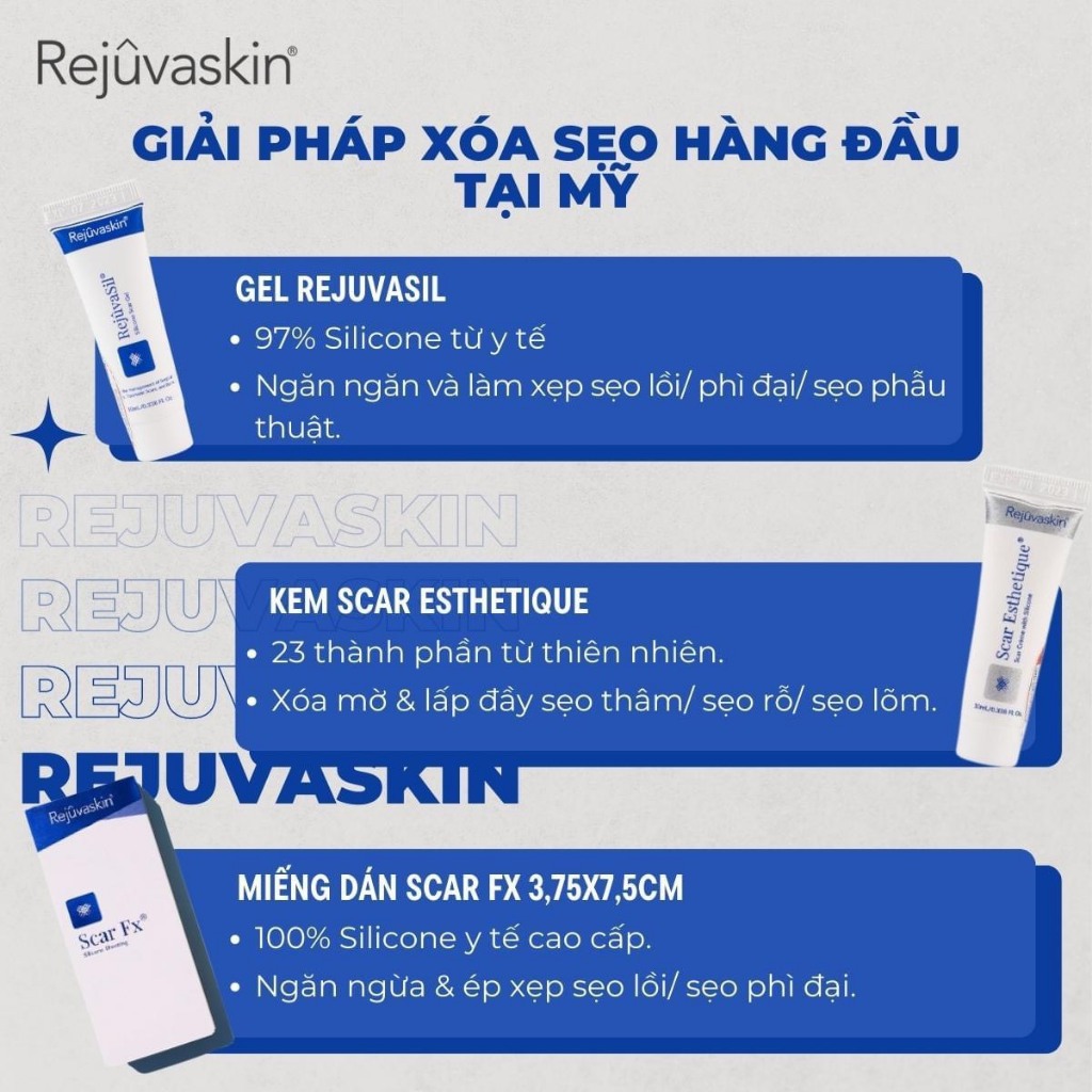 Gel Ngăn Ngừa Sẹo Và Làm Xẹp Sẹo Lồi, Sẹo lớn  Rejuvaskin Rejuvasil 10ml USA-HVS