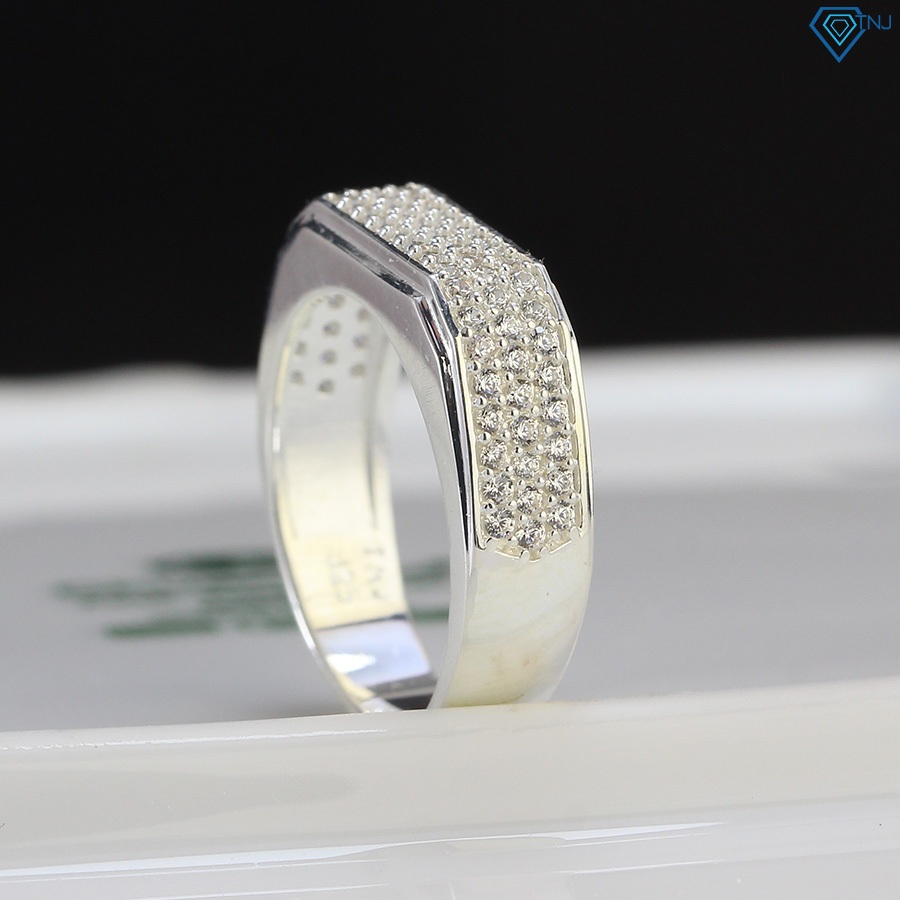 Nhẫn bạc nam đính đá sang trọng  bản nhỏ, trang sức bạc 925 cao cấp NNA0400 - Trang Sức TNJ