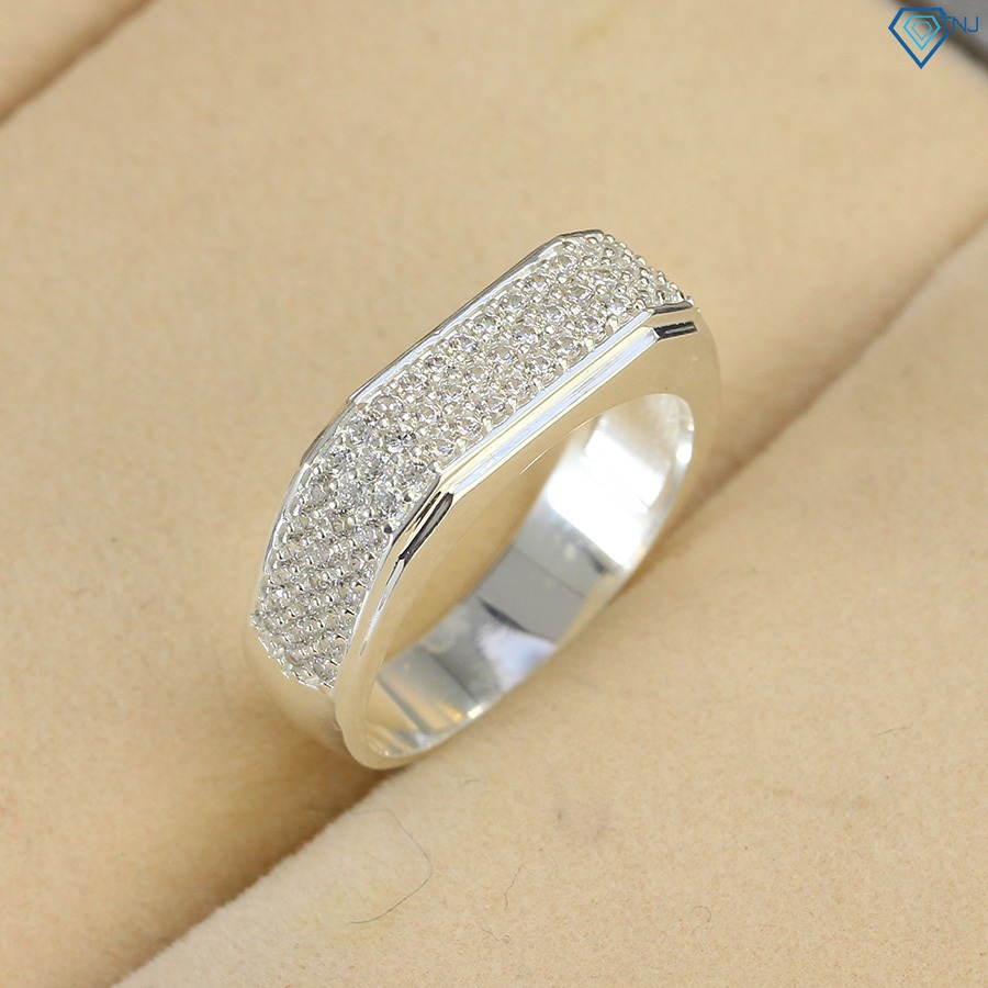 Nhẫn bạc nam đính đá sang trọng  bản nhỏ, trang sức bạc 925 cao cấp NNA0400 - Trang Sức TNJ