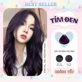Thuốc nhuộm tóc TÍM ĐEN không tẩy phong cách Blackpink Hàn Quốc hottrend dưỡng mềm mượt tặng mũ trùm găng tay May Hair