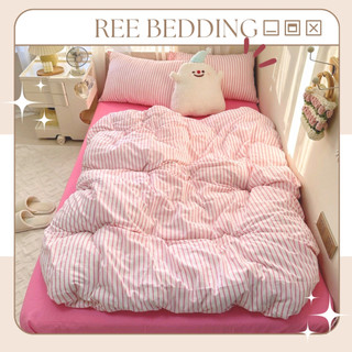 Bộ chăn ga gối Cotton TC REE Bedding sọc caro 4 món nhiều màu đẹp
