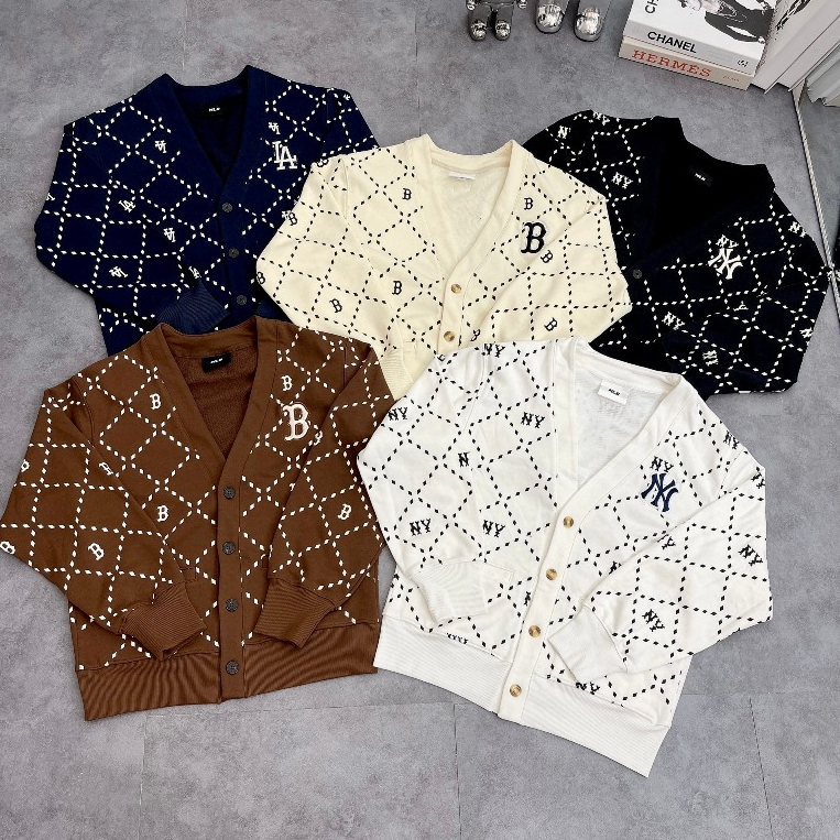 Áo nỉ Cardigan nam nữ MLB NY nhiều màu hàng xuất dư cao cấp phong cách Hàn Quốc