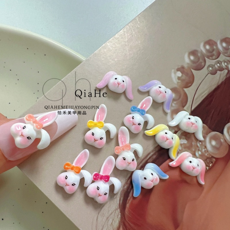 Charm thỏ nhựa trang trí móng mới bán lẻ 1 con