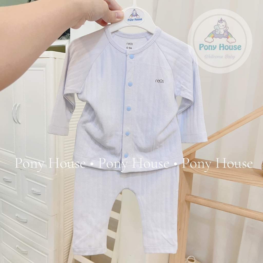 Bộ Quần Áo Dài Tay Nous Cài Thẳng Vải Nu Air Siêu Mềm Thoáng Khí Size Cho Bé từ 0-3 Tháng đến 9-12 Tháng