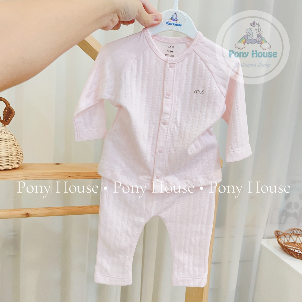 Bộ Quần Áo Dài Tay Nous Cài Thẳng Vải Nu Air Siêu Mềm Thoáng Khí Size Cho Bé từ 0-3 Tháng đến 9-12 Tháng