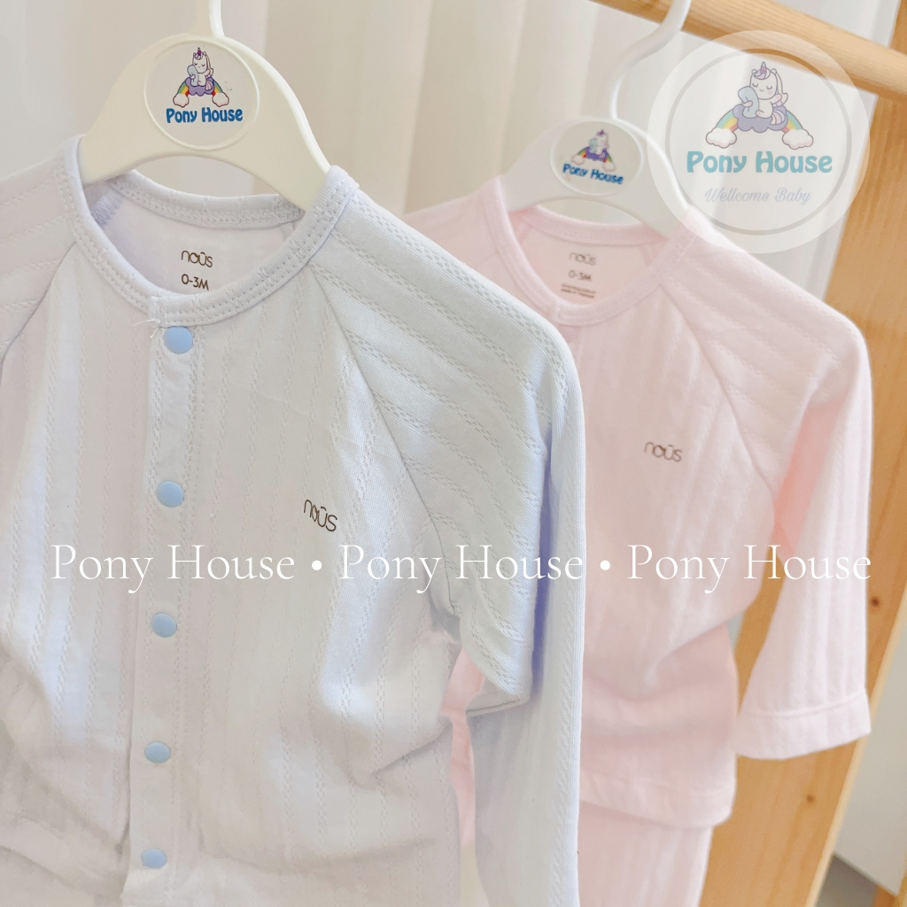 Bộ Quần Áo Dài Tay Nous Cài Thẳng Vải Nu Air Siêu Mềm Thoáng Khí Size Cho Bé từ 0-3 Tháng đến 9-12 Tháng