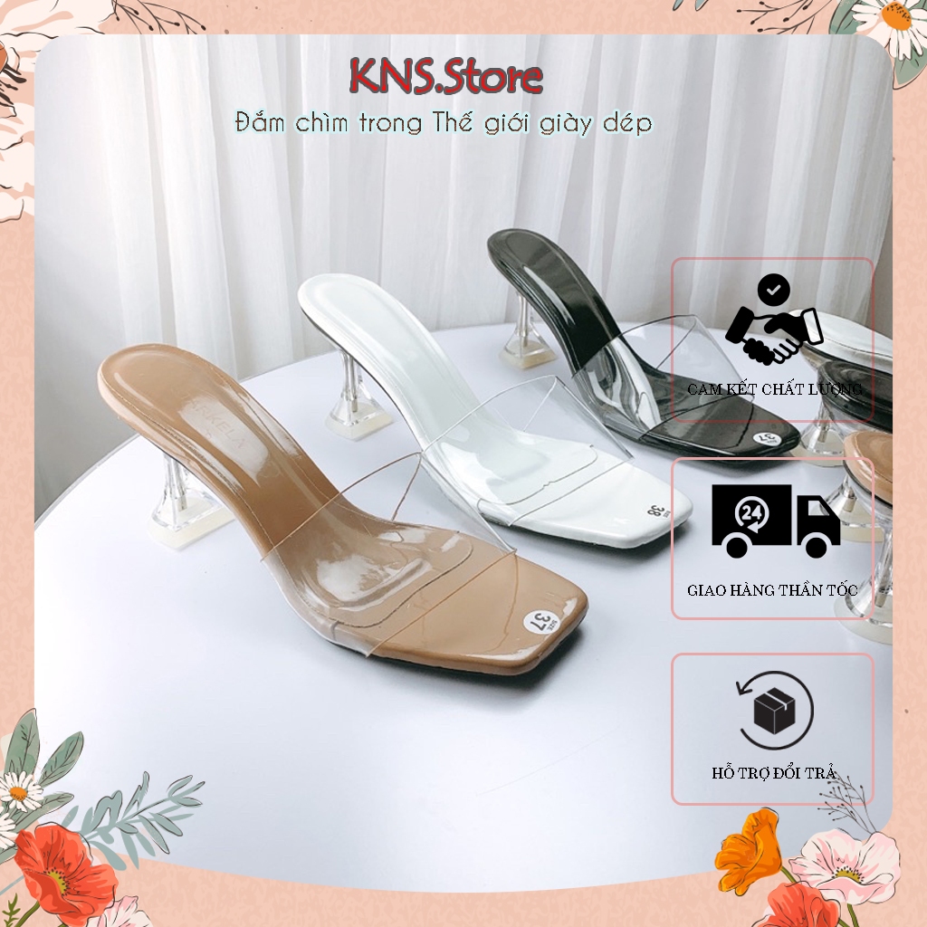 Guốc cao gót nữ quai trong gót nhọn siêu hot cao 7cm - L35