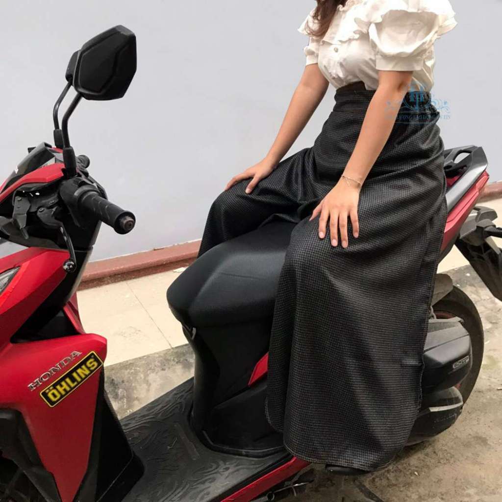 Váy chống nắng xẻ tà  cho nữ ngồi sau có nút bấm chân và túi phía trước KHT09 H&T FASHION
