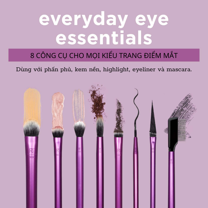 Bộ Cọ Trang Điểm Mắt Chuyên Nghiệp 8 Cây REAL TECHNIQUES Everyday Eye Essentials