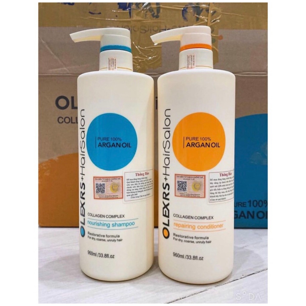 Cặp Dầu Gội Xả Olexrs Hair Salon-960ml Cho Tóc Khô Xơ Hư Tổn Tóc Gàu Ngăn Rụng Tóc