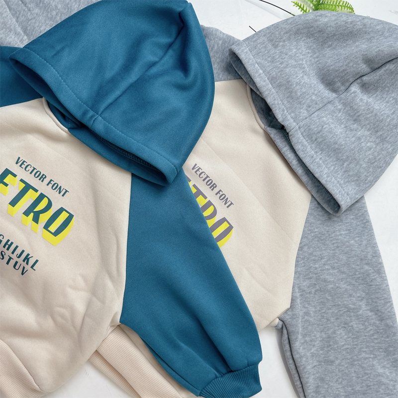 Áo nỉ hoodie thu đông tay xám có mũ cho bé trai bé gái